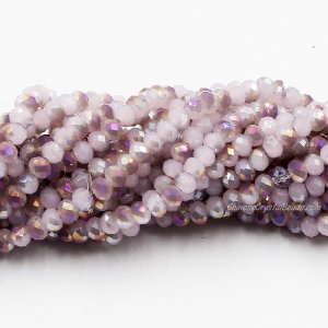 130 beads 3x4mm crystal rondelle beads Pink Jade half Purple Light