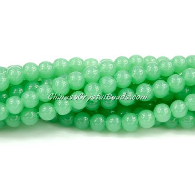 Chinese 6mm Round Glass Beads green jade, hole 1mm, about 54pcs per strand
