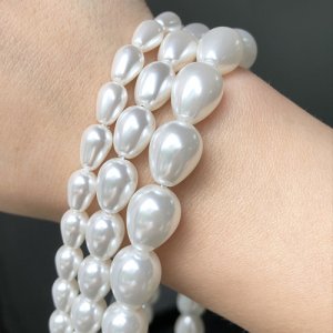 Natural White Shell Pearl tear drop Loose Beads 6*9 8*11 10*13mm 15"
