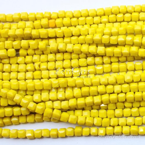 98Pcs 6mm Cube Crystal beads,opaque yellow