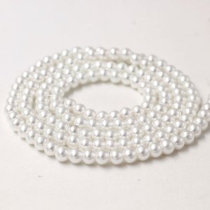 Glass Pearl Beads, Round, white, different size for choice, Hole:Approx 1mm, Length:Approx 32 Inch