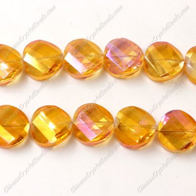 Crystal Twist Bead Strand, 14mm, yellow light, 10 beads