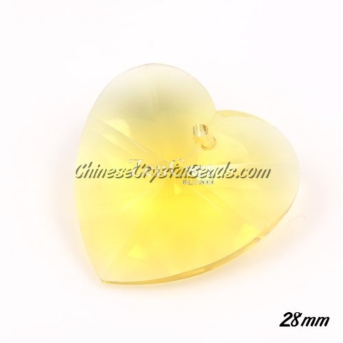 Chinese Crystal 28mm Heart Pendant/Bead, Yellow