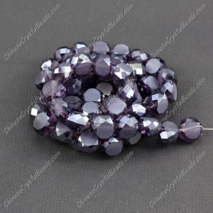 8mm Bread crystal beads long strand, violet AB, 70pcs per strand