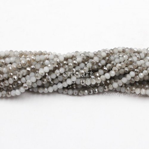 130 beads 3x4mm crystal rondelle beads white jade half gray light