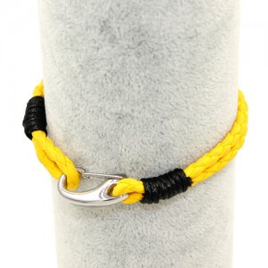 Stainless steel Men's Braided Leather Bracelets Clasp, yellow color