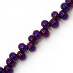 100Pcs 6mm rondelle earring shaped glass beads, hole: 2mm, purple light