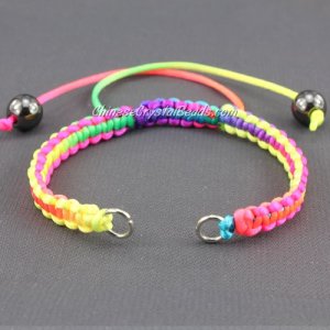 Pave chain, Satin Rattail Cord, rainbow, wide : 6mm, length:14cm