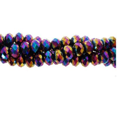 130Pcs 2x3mm Chinese Crystal Rondelle Beads, Rainbow