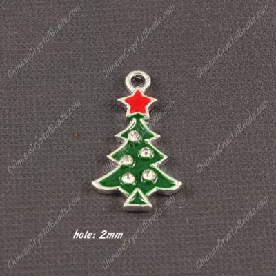 Christmas Alloy Charms pendant , tree, 15x27mm, hole 2mm, sold 1 pcs
