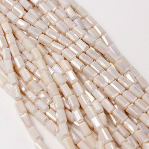 cuboid crystal beads, 4x4x8mm, opaque 013, 70pcs per strand