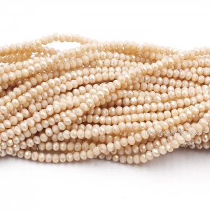10 strands 2x3mm chinese crystal rondelle beads Opaque lt. peach AB about 1700pcs