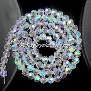 Chinese Crystal 4mm Round Bead Strand, Clear AB, about 100 beads