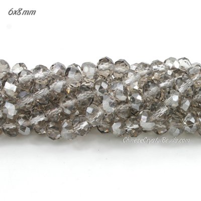 6x8mm Chinese Crystal Rondelle Strand, silver shade about 70 beads