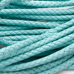 2 Meters 7mm Round Braided Bolo Synthetic Leather Jewelry Cord String, aqua
