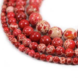 Red Impression Jasper Beads 4m 6mm 8mm 10mm 12mm Round red Imperial Impression Stone, 15 Inch