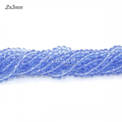 130Pcs 2.5x3.5mm Chinese Crystal Rondelle Beads, Light Sapphire