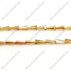 6x12mm Chinese Artemis Crystal beads amber green light, per pkg of 20pcs