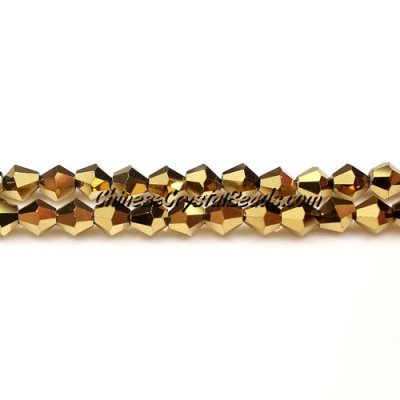 Chinese Crystal Bicone bead strand, 6mm, gold, about 95 beads