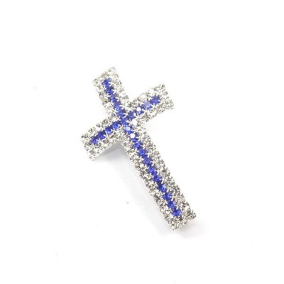 Crystal Claw chains cross, 24x40, blue , silver, hole 3mm, sold 1pcs