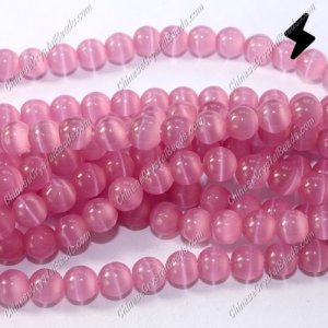 glass cat eyes beads strand, pink, about 15 inch longer