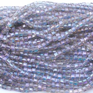 98Pcs 6mm Cube Crystal beads,pink purple light