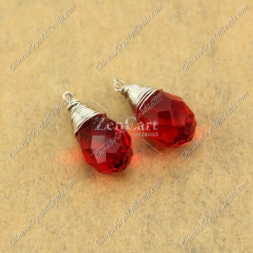 Wire Working Briolette Crystal Beads Pendant, 8x13mm, siam, 1 pcs