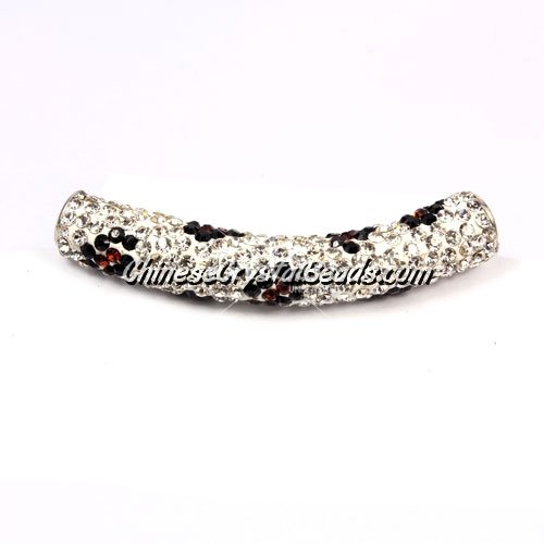 Pave tube beads, Pave Curved 52mm Bling Tube Bead, clay, flower