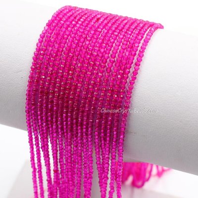 190Pcs 1.5x2mm rondelle crystal beads Fuchsia2 with Polyester thread