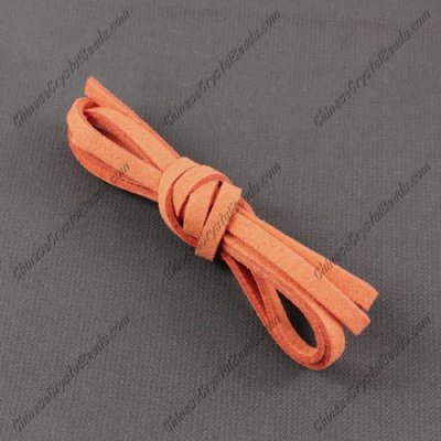 Suede Flat Leather Cord, 4x1.5mm, orange, 1 piece=1 meter