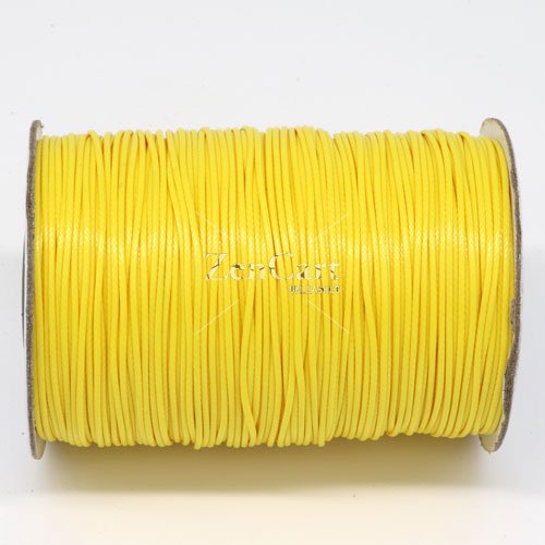 1mm, 1.5mm, 2mm Round Waxed Polyester Cord Thread, yellow