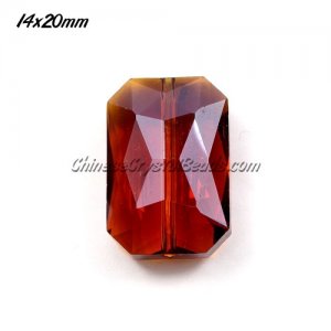 Chinese Crystal Faceted Rectangle Pendant , dark topaz, 14x20mm, 9 beads