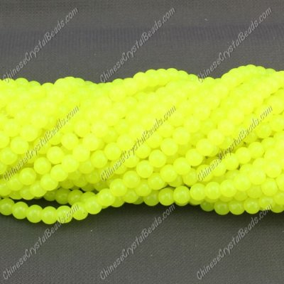 4mm round glass beads, neon yellow, about 200pcs per strand