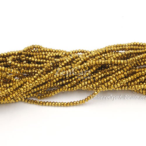 1.7x2.5mm rondelle crystal beads, gold, 190Pcs