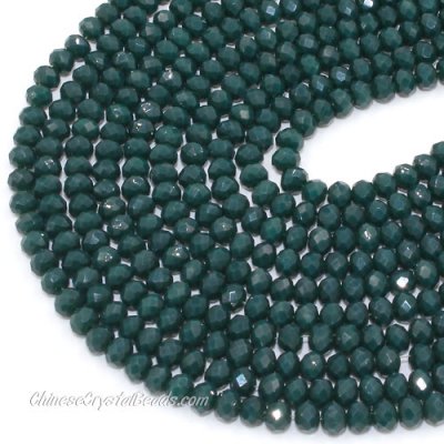 130Pcs 3x4mm Chinese Crystal rondelle beads, opaque dark green