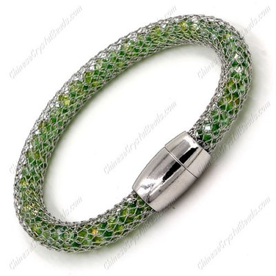 Stainless steel Mesh Bracelet, fern green AB, Approx. Width:8mm