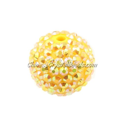 22mm Chinese Acrylic Crystal Disco Bead, yellow AB, 1 bead