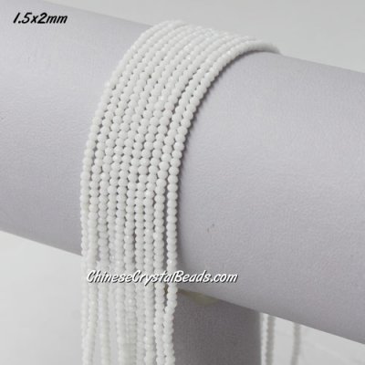 210Pcs 1.5x2mm rondelle crystal beads white with Polyester thread