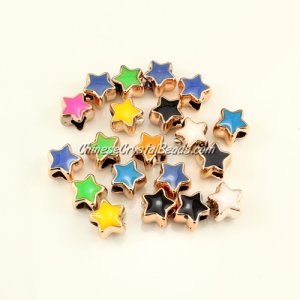 CCB, star beads, hole: 5mm, 9x11x11mm, mixture color, sold per pkg of 20 pcs