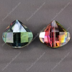 Crystal shell pendant, 26x28mm, hole about 1.5mm, purple and green light, sold 1 pcs