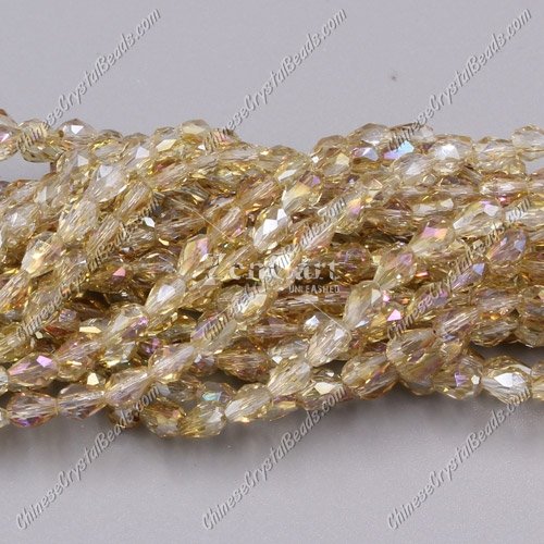 Chinese Crystal Teardrop Beads Strand, #50, 3x5mm, about 100 Beads