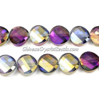 Crystal Twist Bead Strand, 14mm, crystal purple/gold, 10 beads