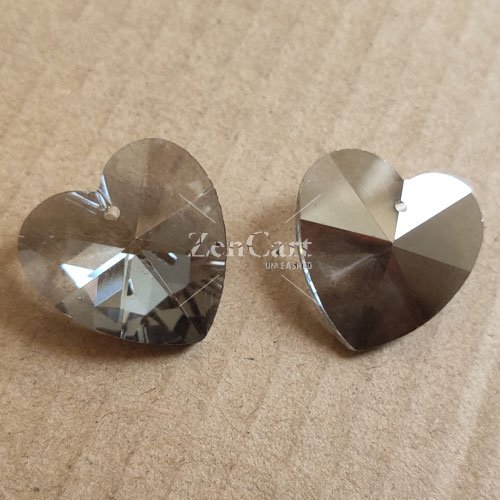 Chinese Crystal 28mm Heart Pendant/Bead, silver shade