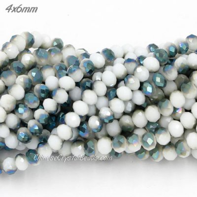 4x6mm opaque white half green Chinese Crystal Rondelle Beads about 95 Pcs