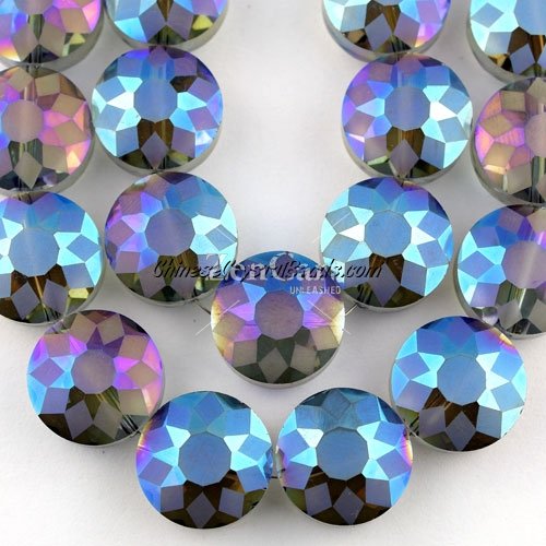 crystal frosted sunflower pendant, blue light, 9x14x14mm, sold per pkg of 12pcs