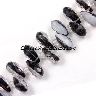 Chinese Crystal Briolette bead strand,two color ,white/black, 6x12mm, 20 beads