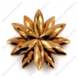 Beaded crystal flower, CCB Base, 45mm width, copper, 1pcs
