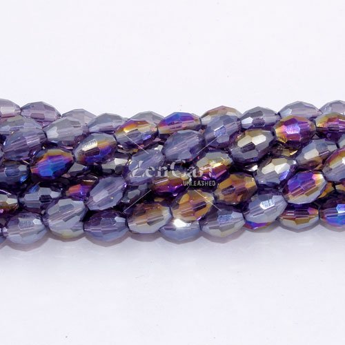6x9mm 70Pcs Chinese Barrel Shaped crystal beads, violet AB