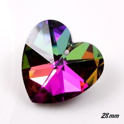 Chinese Crystal 28mm Heart Pendant/Bead, crystal Rainbow, sold 1 pcs