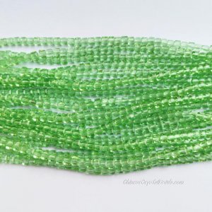 4mm Cube Crystal beads about 95Pcs, lime green
